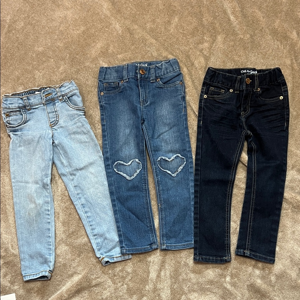 Cat & Jack, Carters Toddler Jeans - Light Blue, Medium Blue, Dark Blue 3T